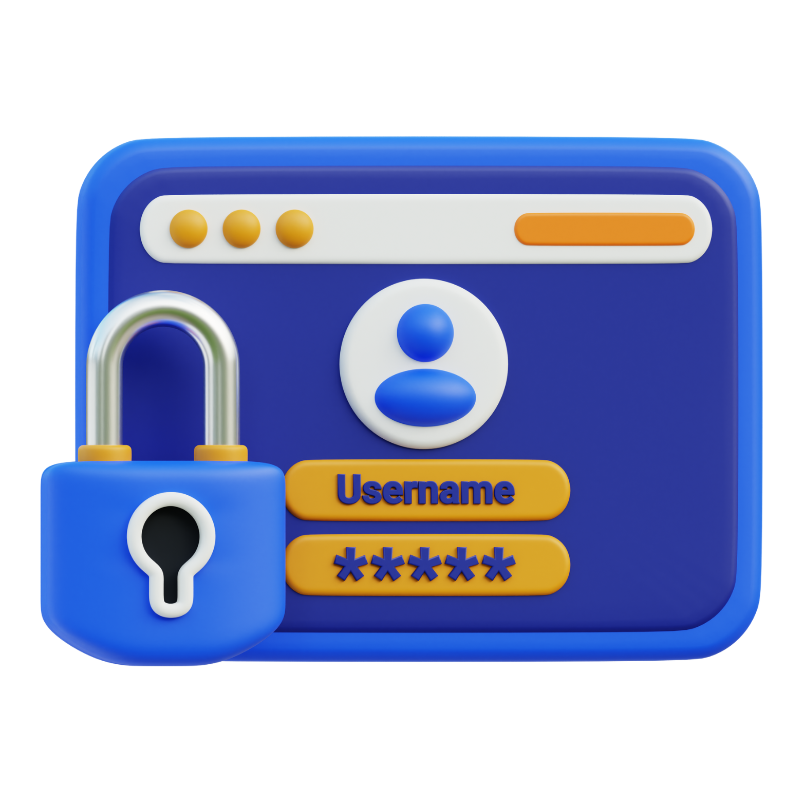 Illustration of a person standing next to a large username card